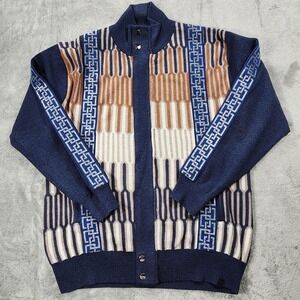 Silver Jeans Men's Navy and Tan Zip-Up Sweater